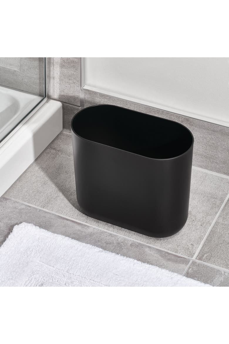 Small Plastic 1.9 Gallon / 7 L Oval Bathroom Trash Can, 2-Pack, Black, Alternate, color, Black