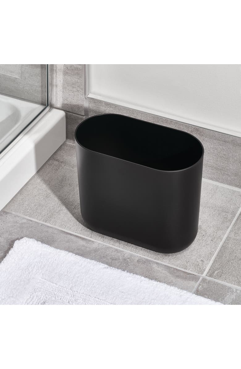 iDesign Small Plastic 1.9 Gallon / 7 L Oval Bathroom Trash Can, 2-Pack, Black, Alternate, color, Black