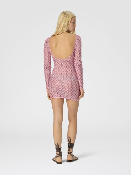 Missoni Short Lace Long Sleeve Cover-up In Pink