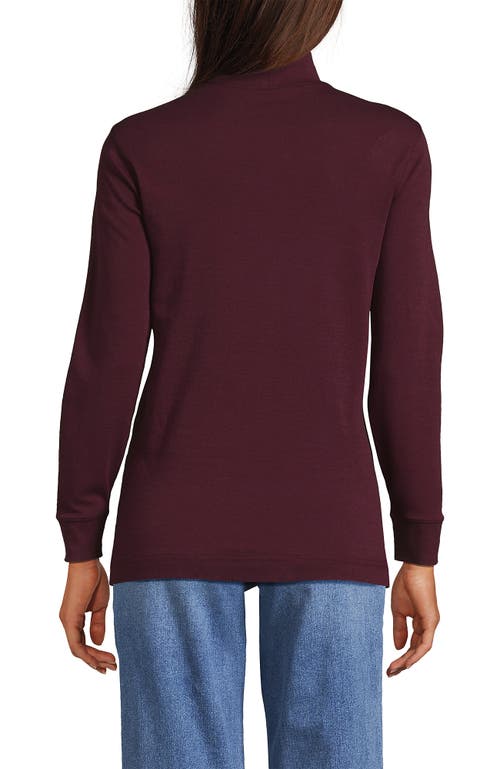 Lands' End Relaxed Cotton Long Sleeve Mock Turtleneck In Purple