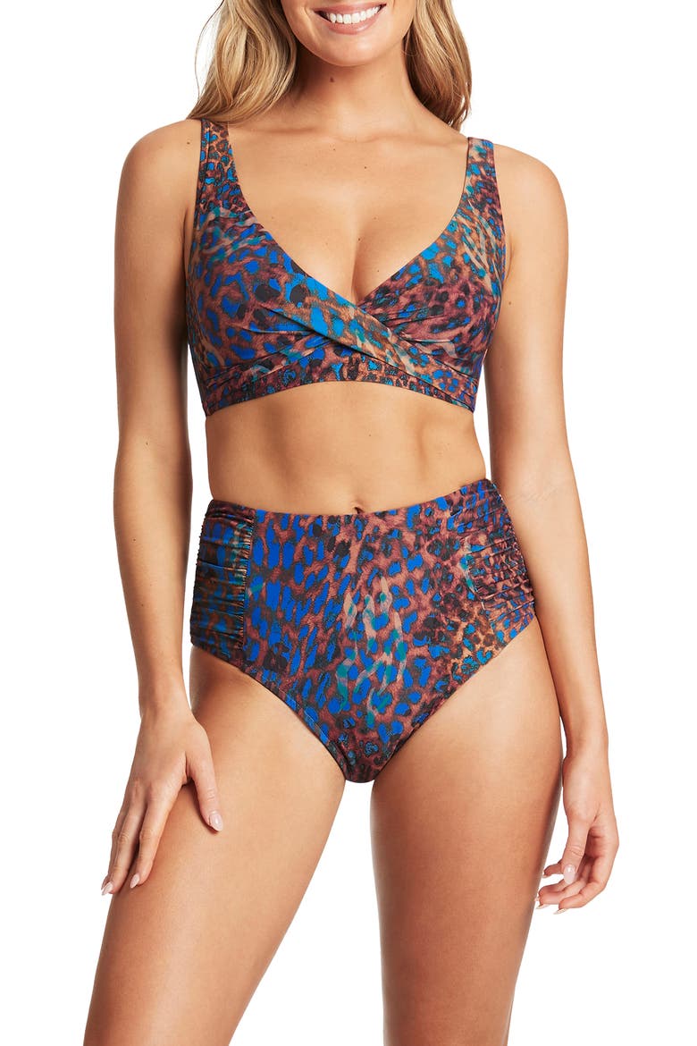 Cross Front Multifit Bikini Top, Alternate, color, BLUE
