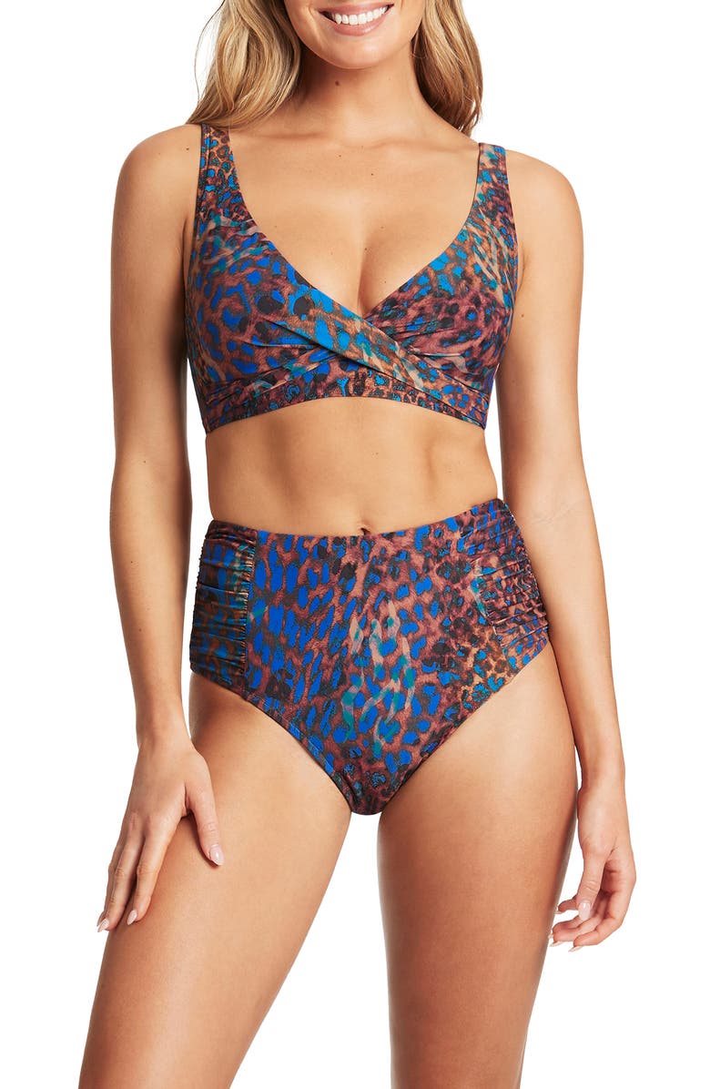 Sea Level Cross Front Multifit Bikini Top, Alternate, color, 