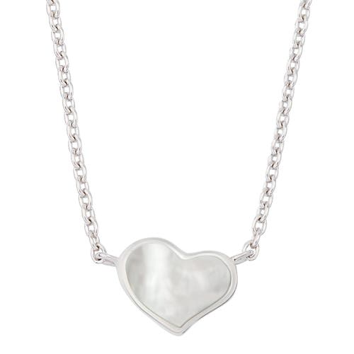 Jan Leslie Single Heart 18" Necklace Set In Sterling Silver In White