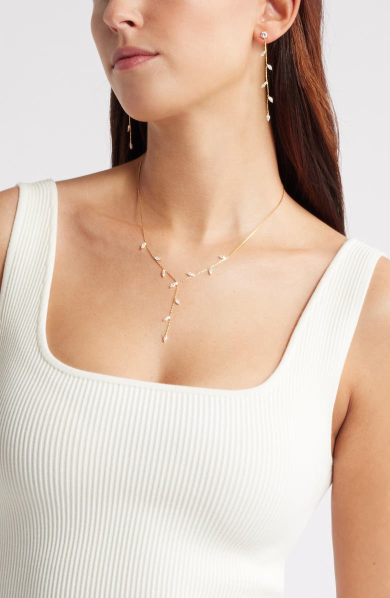 Nordstrom Marquise Cut Cubic Zirconia Y-Necklace, Alternate, color,