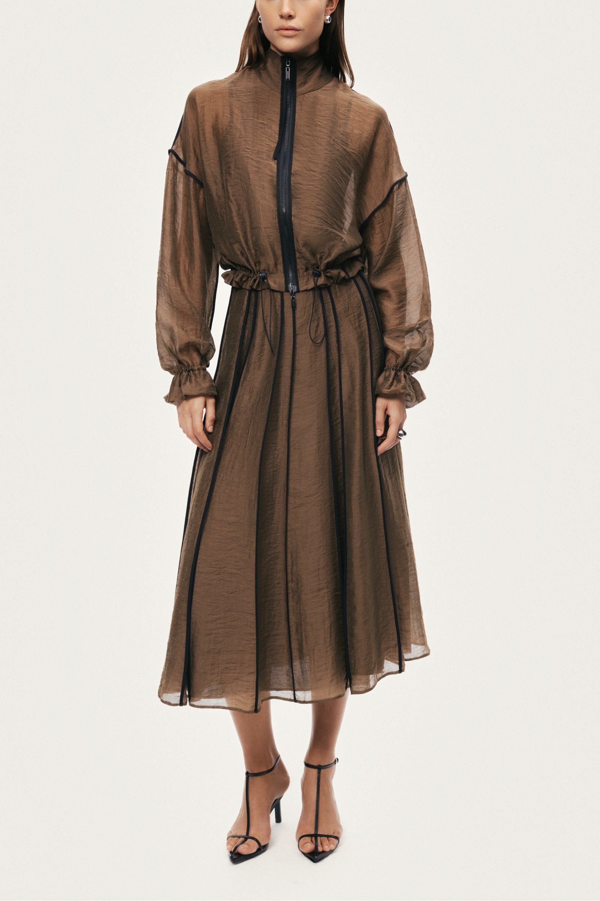 Sheer Pleated Midi Skirt - image 4