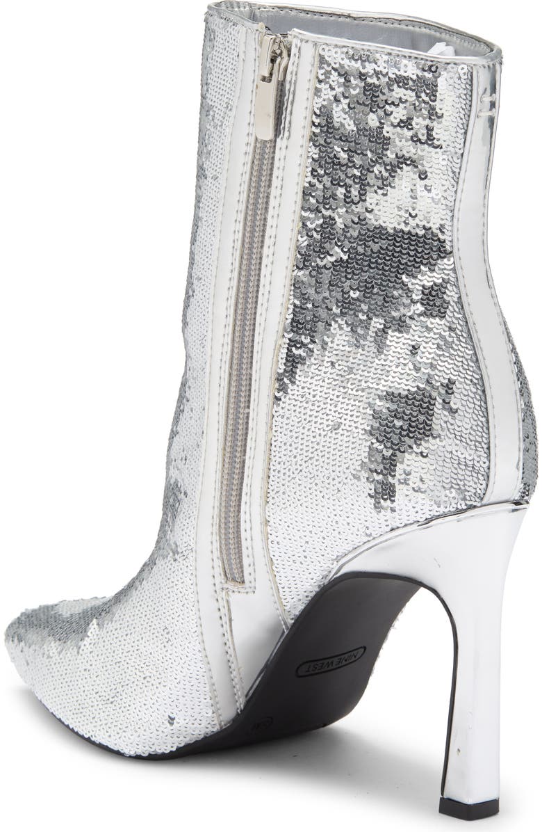 Nine West Balize Pointed Toe Bootie, Alternate, color, Silver/ Silver