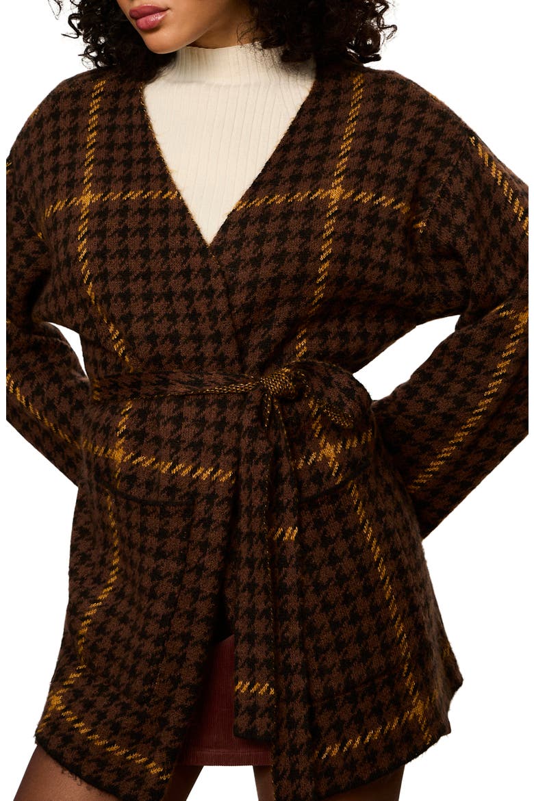 Houndstooth Plaid Jacquard Coatigan, Alternate, color, GOLDEN YELLOW PLAID