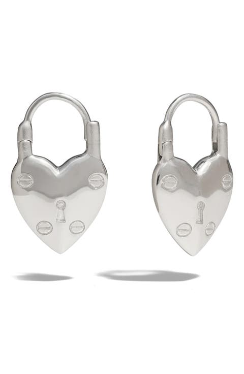 Padlock Heart Huggie Earrings