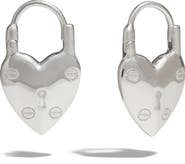 Awe Inspired Padlock Heart Huggie Earrings
