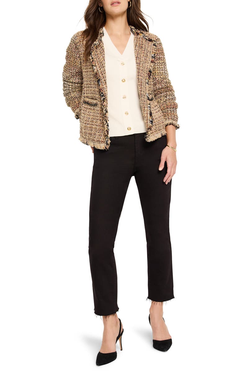 NIC+ZOE Chain Trim Fringe Knit Jacket, Alternate, color, Neutral Mix