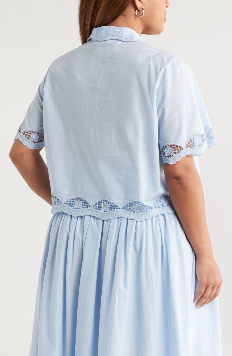 Treasure & Bond Cutwork Cotton Eyelet Button-Up Shirt, Alternate, color, Blue Skyway