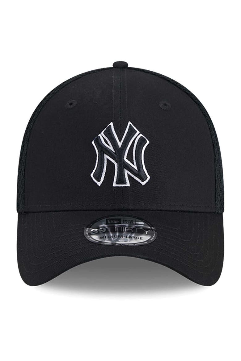 Men's New Era New York Yankees Evergreen Black & White Neo 39THIRTY Flex Hat, Alternate, color, Black