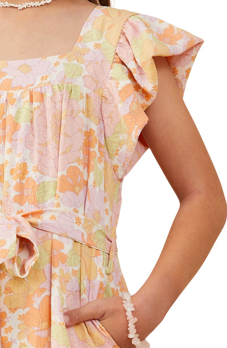 Hayden Girls Kids' Floral Print Flutter Sleeve Jumpsuit, Alternate, color, Pink