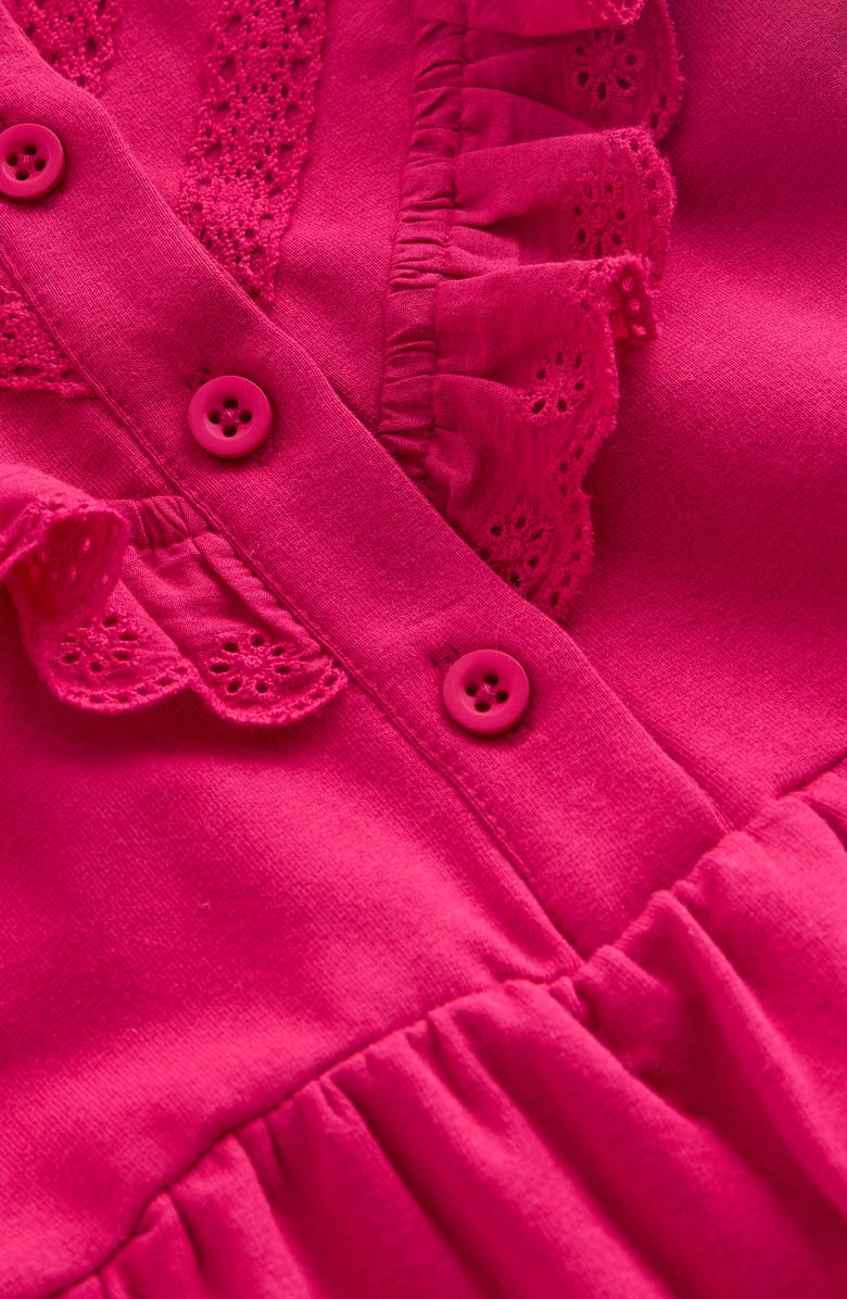 Mini Boden Kids' Ruffle Accent Long Sleeve Cotton Sweatshirt Dress, Alternate, color, Cherry Jam