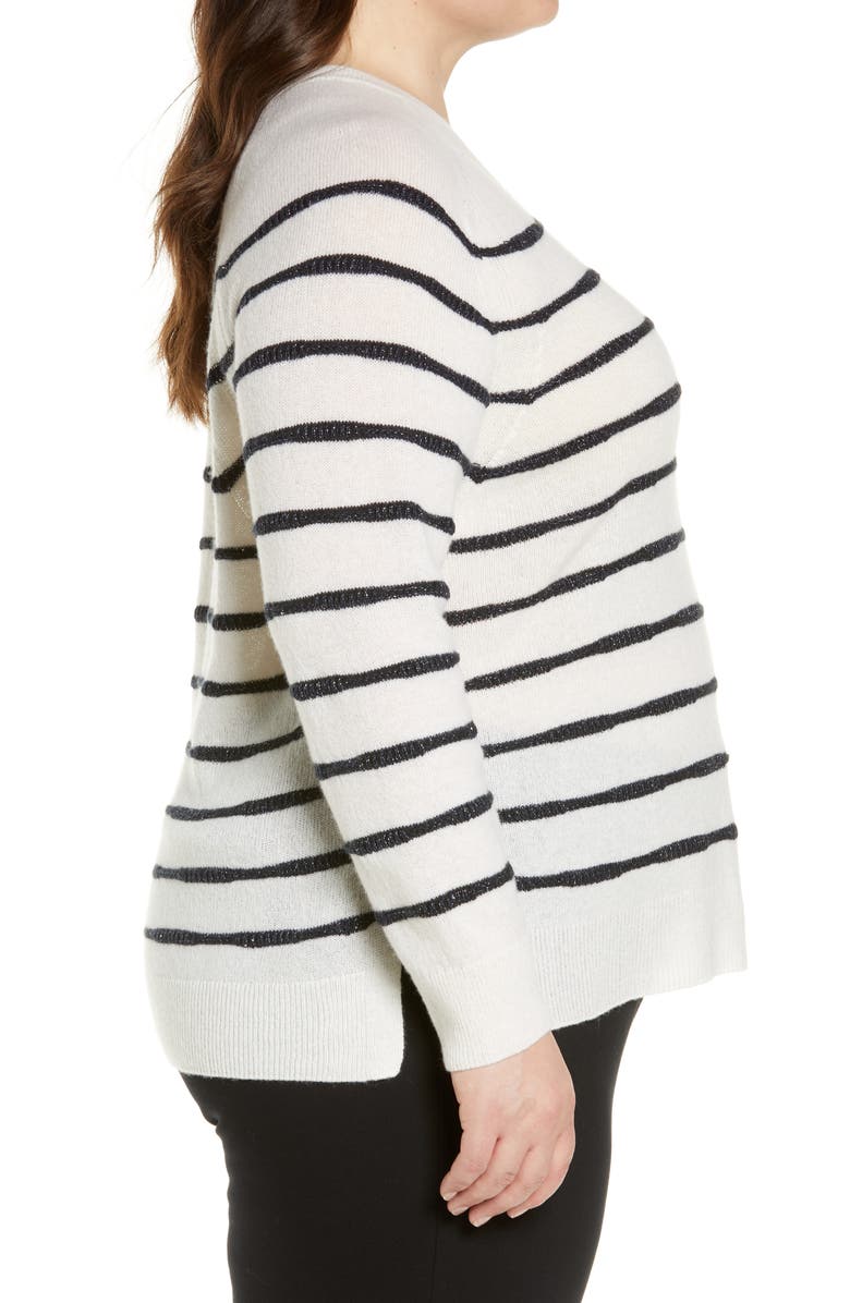 Lafayette 148 New York Stripe Cashmere Blend Sweater, Alternate, color, 