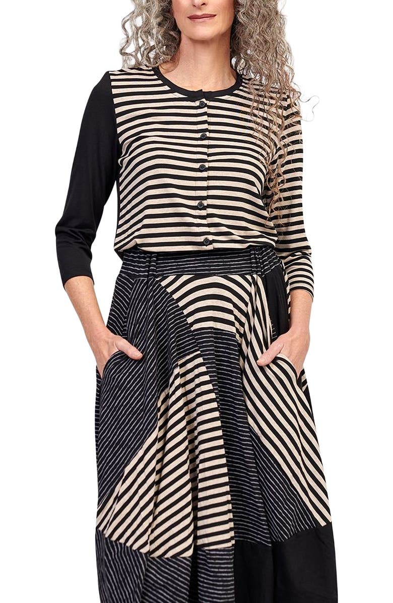 Alembika Striped viscose jersey cardigan, Alternate, color, 