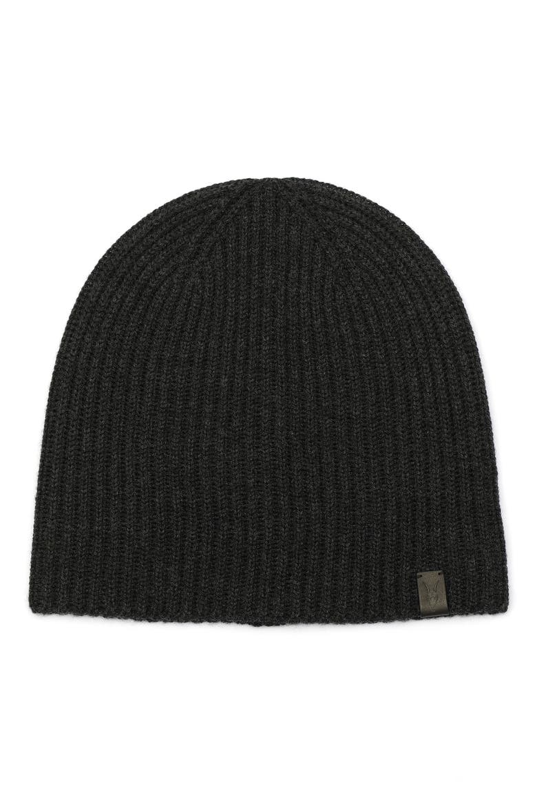 Merino Wool Ribbed Beanie, Alternate, color, CINDEER BLACK MARL