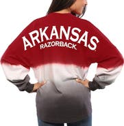 SPIRIT JERSEY Women's Cardinal Arkansas Razorbacks Ombre Long Sleeve Dip-Dyed Spirit Jersey