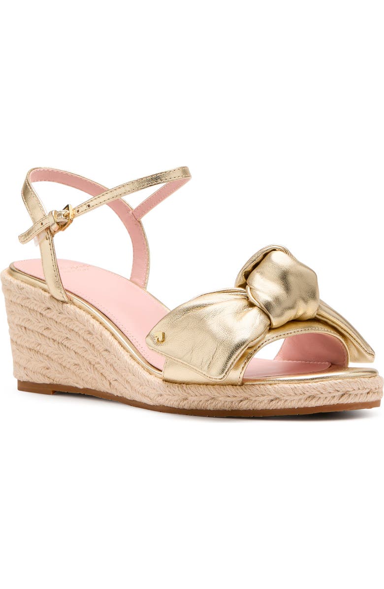 Kate Spade New York leandra ankle strap wedge sandal, Main, color, Pale Gold