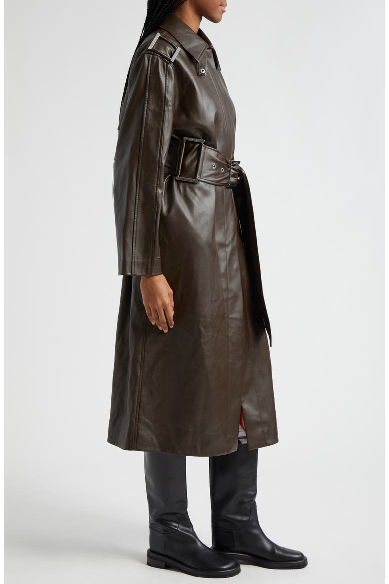Oversize Faux Leather Trench Coat, Alternate, color, CHOCOLATE
