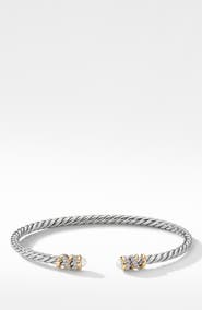 David Yurman Petite Helena 18K Gold Domes & Diamond Open Bracelet