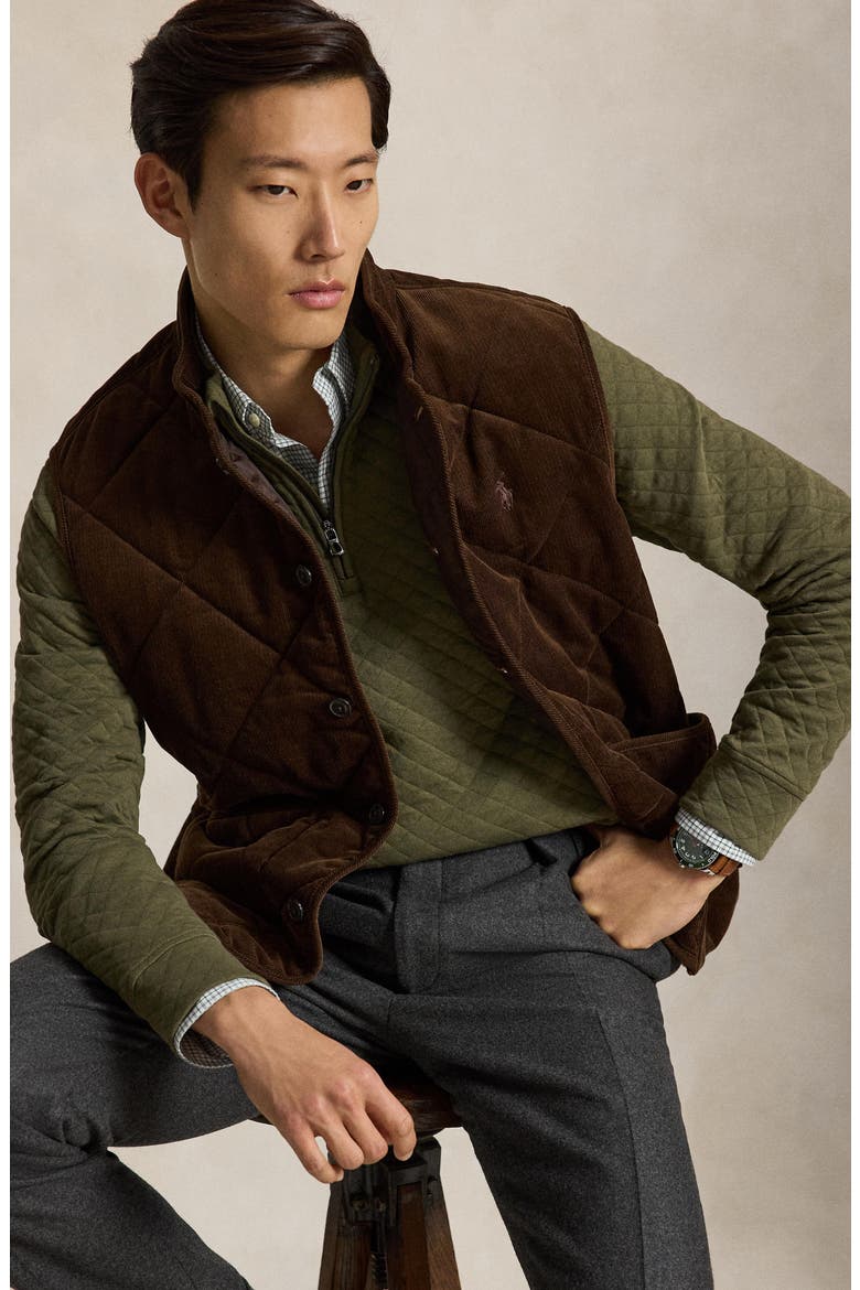 Quilted Quarter Zip Pullover, Alternate, color, GREEN