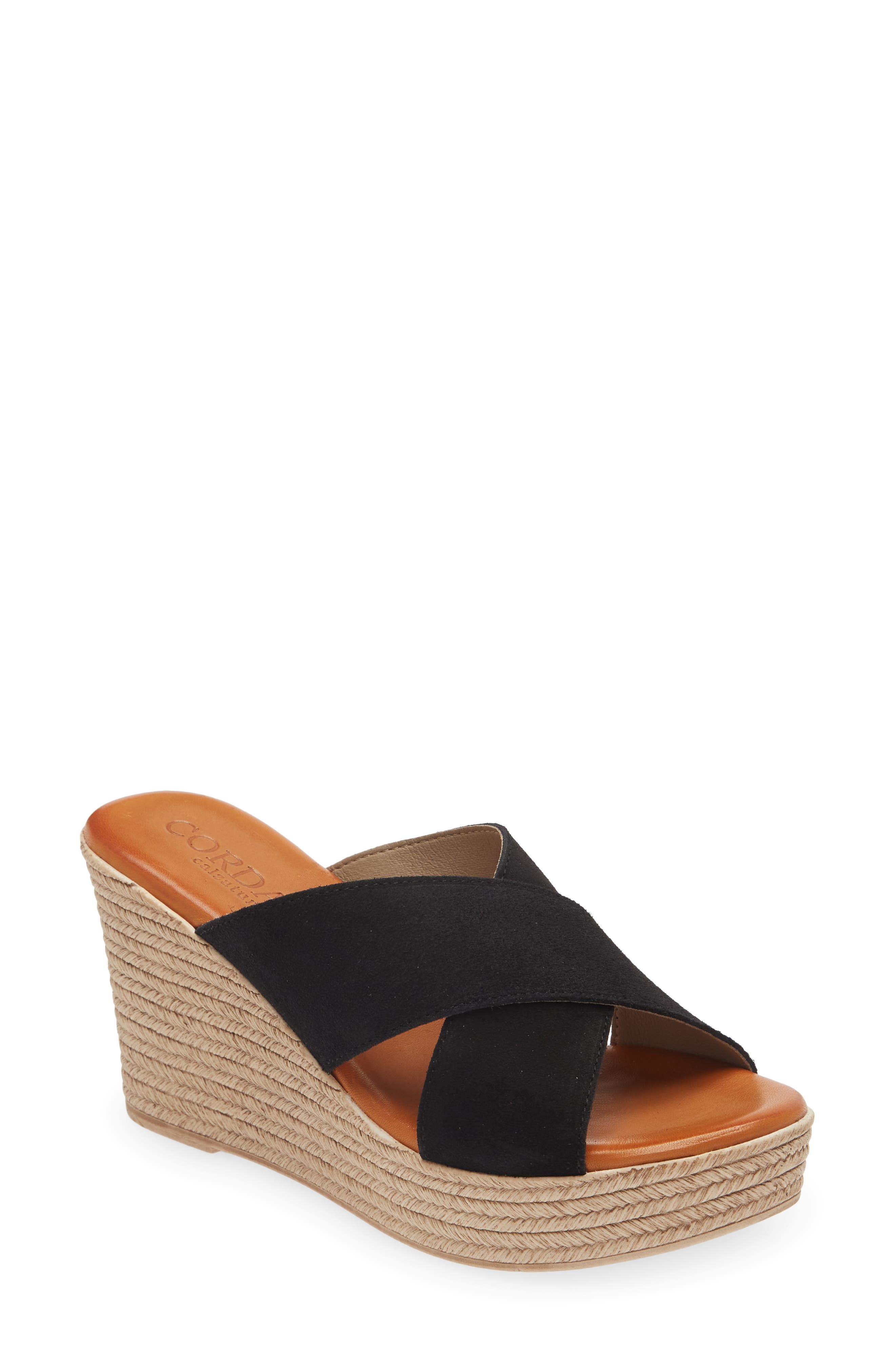 Cordani Braylin Espadrille Wedge Sandal, Main, color, Black Suede