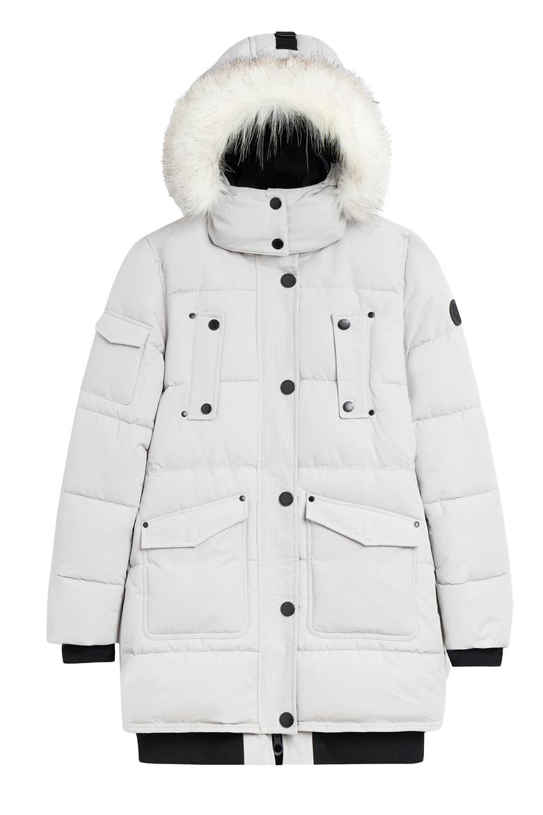 Astrid Heavyweight Faux Fur Trim Jacket, Alternate, color, SNOW