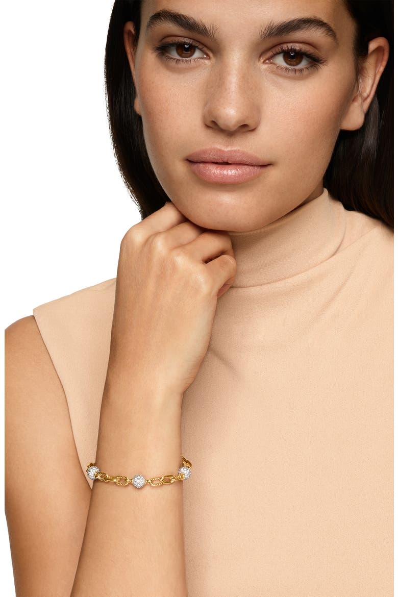 DY Madison® Pavé© Bead Chain Bracelet in 18K Yellow Gold with Diamonds, 3mm, Alternate, color, DIAMOND