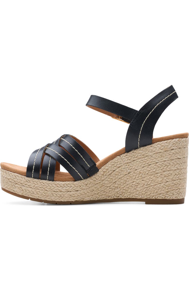 Clarks<sup>®</sup> Sabina Platform Wedge Sandal, Alternate, color, Black Leather