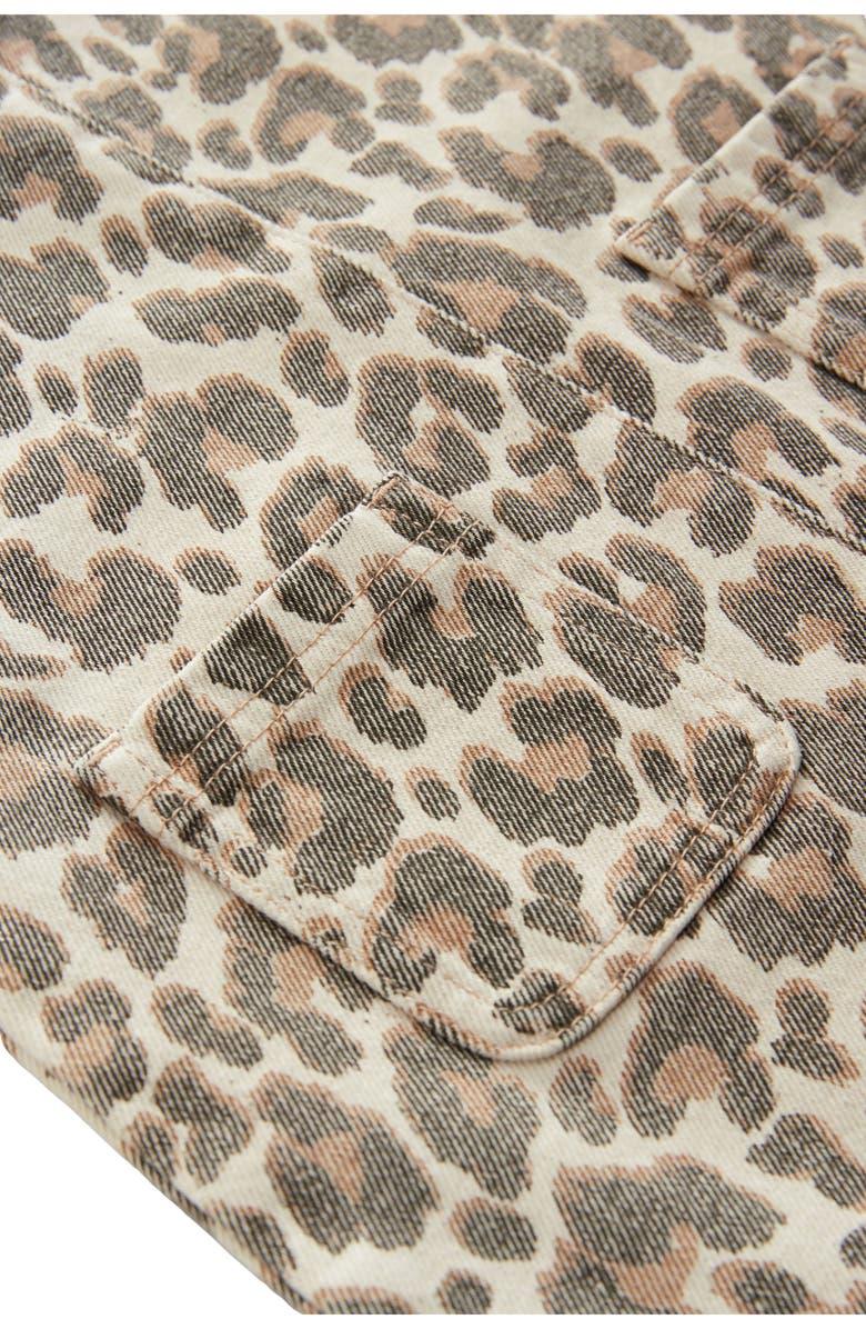 NEXT Kids' Leopard Print Denim Shift Dress, Alternate, color, Brown