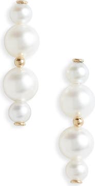 Poppy Finch Duo Cultured Pearl Bar Stud Earrings
