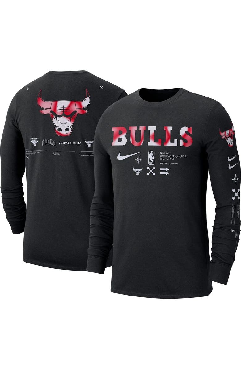 Nike Men's Nike Black Chicago Bulls Essential Air Traffic Control Long Sleeve T-Shirt, Main, color, 