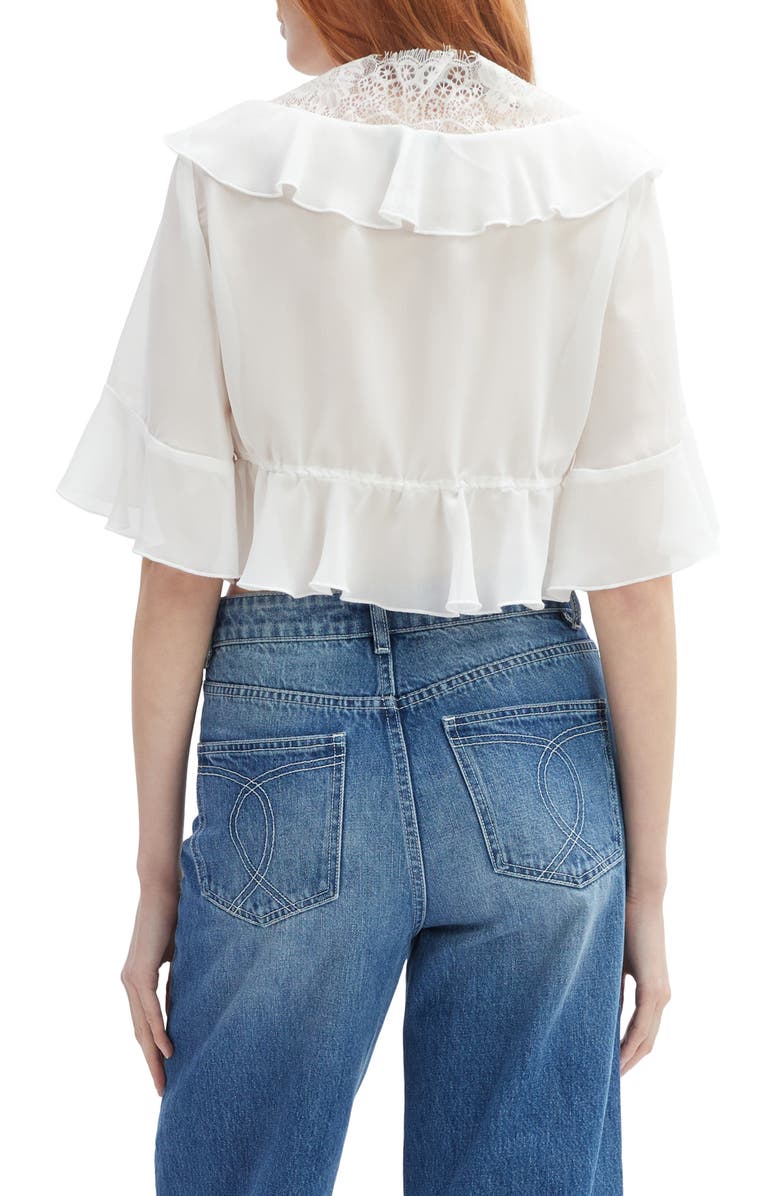 Bardot Louelle Lace Ruffle Crop Top, Alternate, color, 