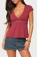 EDIKTED Arla Polka Dot V-Neck Top