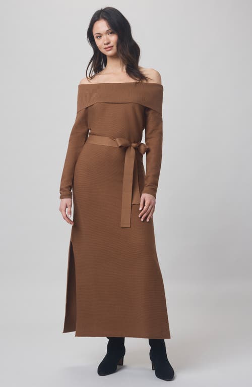 Splendid X @cellajaneblog Over The Shoulder Sweater Dress In Brown
