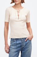 Madewell Rib Lace-Up Short-Sleeve T-Shirt