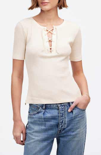 Madewell Rib Lace-Up Short-Sleeve T-Shirt