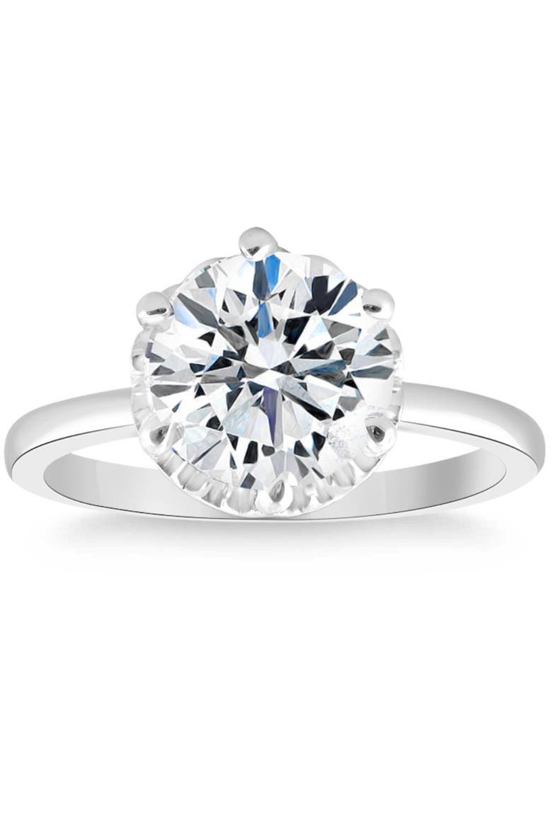 3Ct Round Cut Certified Lab Grown Diamond Engagement Ring or Gold, Main, color, 10k White Gold