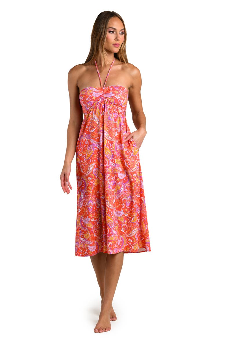 Paisely Daze Halter Midi Dress, Alternate, color, ORANGE MULTI