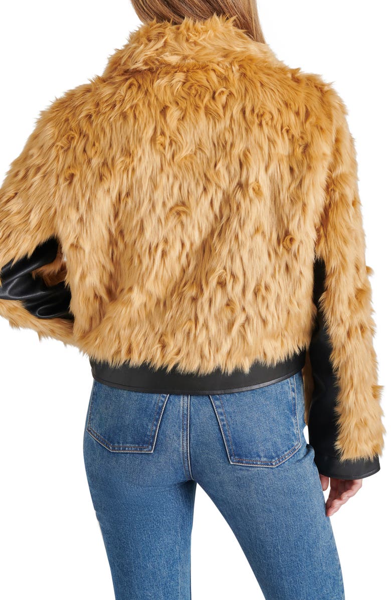 Steve Madden Nimba Faux Fur & Faux Leather Jacket, Alternate, color, 