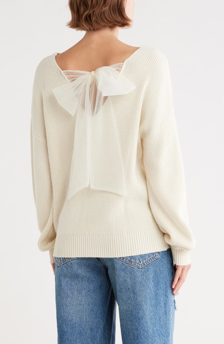 Blu Pepper Bow V-Neck Sweater, Alternate, color, Cream