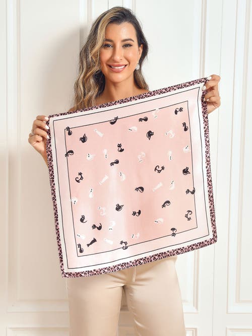 Silksilky Pure Silk Printed Designer Square Scarf 53x53cm/21 In Pink