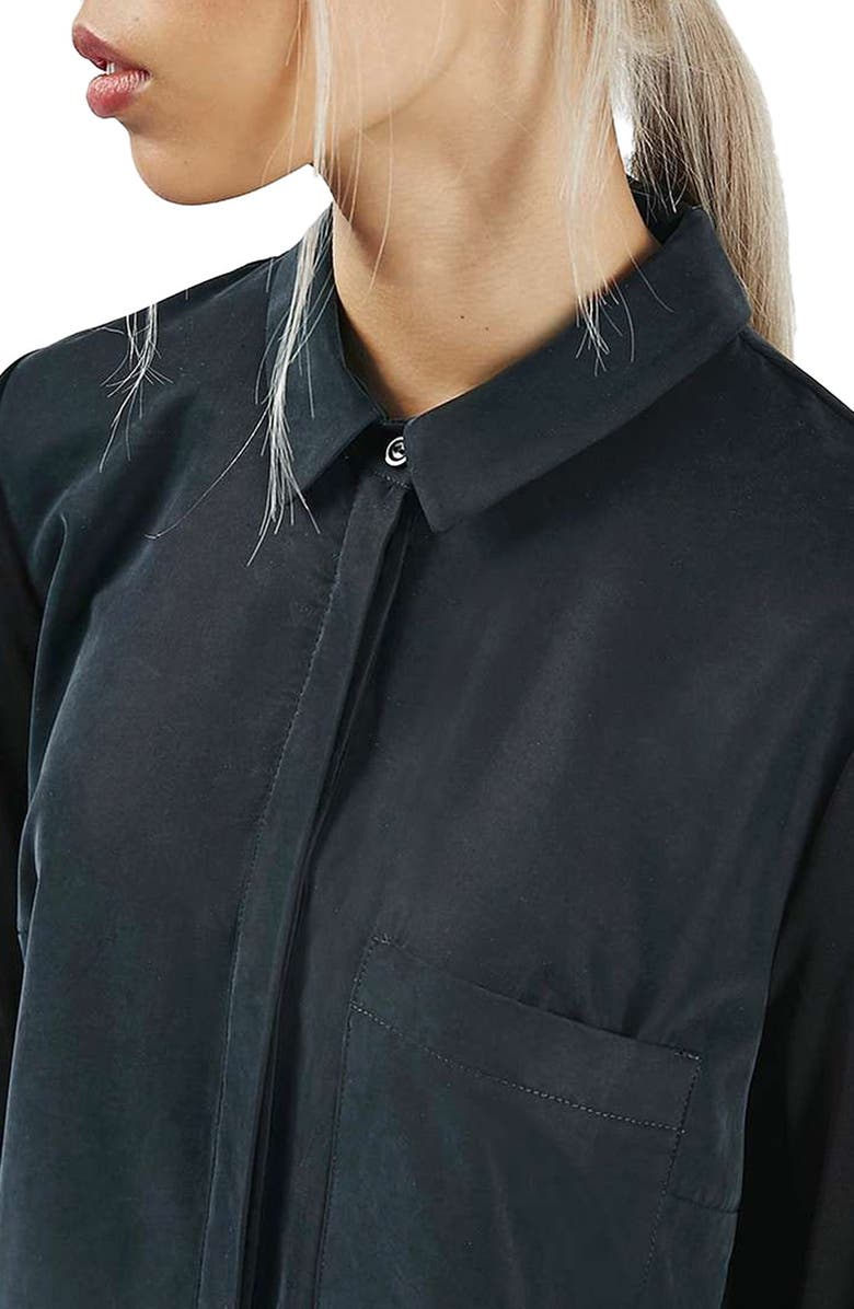 Topshop Hybrid Long Sleeve Shirtdress, Alternate, color, 