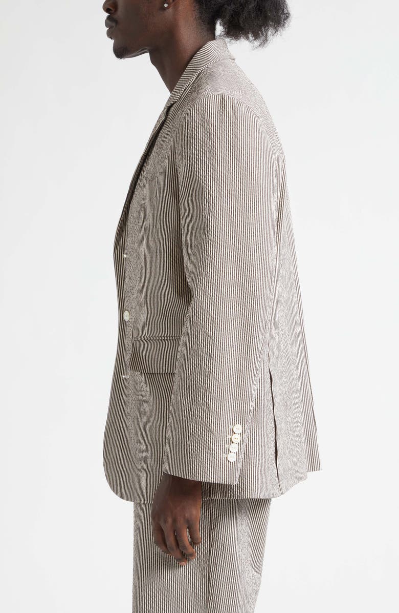 Bode Café Stripe Cotton Stretch Seersucker Sport Coat, Alternate, color, Brown White