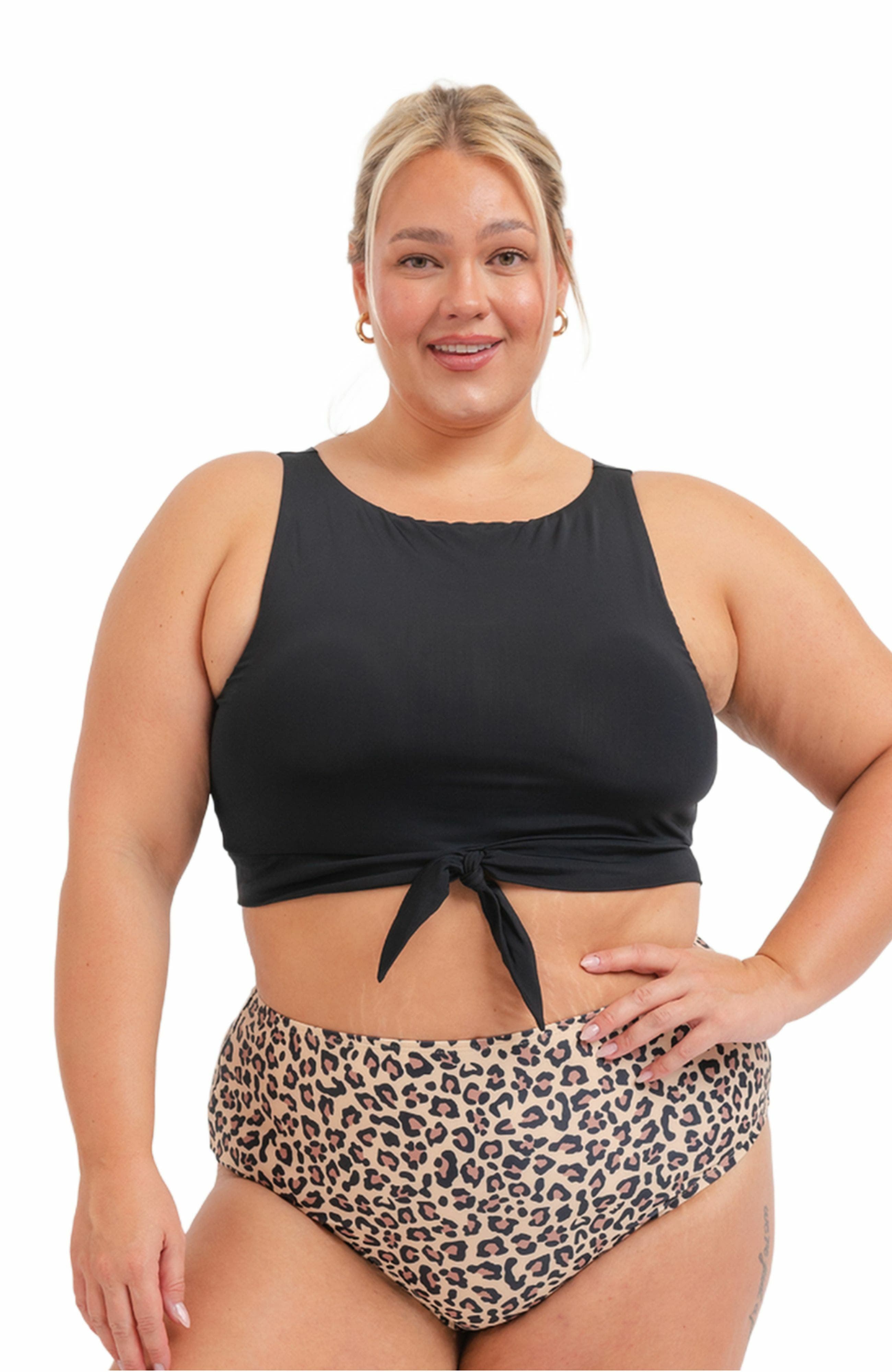 Lime Ricki Swimwear High-Waist Bottom in Cheetah 