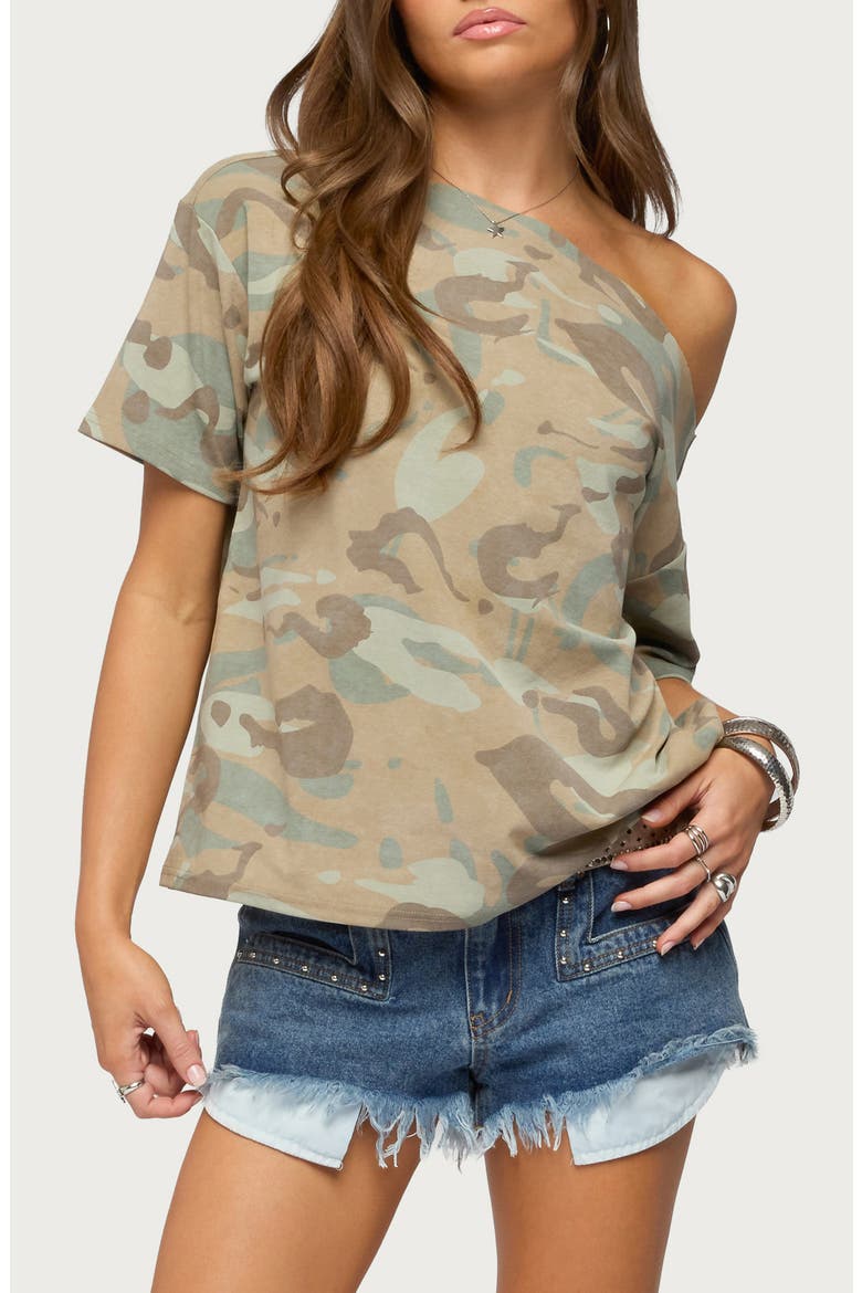 Miltah Camo Off-the-Shoulder Top, Main, color, SAGE