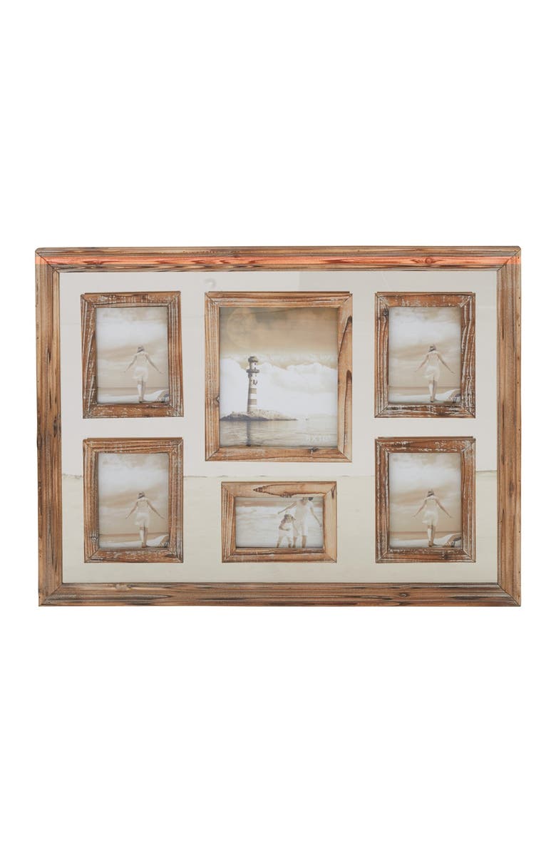 SONOMA SAGE HOME Brown Wood 6-Slot Wall Photo Frame with Wood Frame, Alternate, color, 