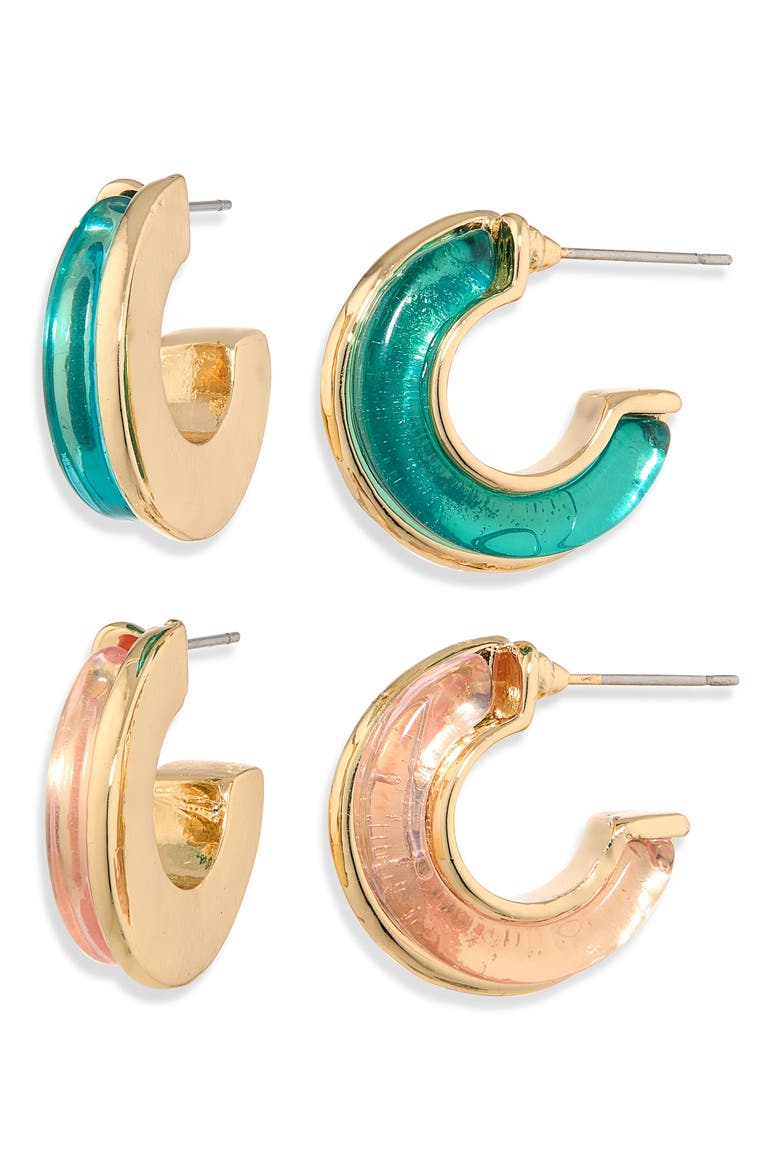 2-Pack Hoop Earrings, Main, color, BLUE/ PINK
