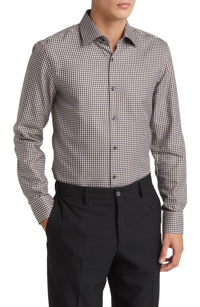 BOSS Hank Slim Fit Houndstooth Dress Shirt, Main, color, 